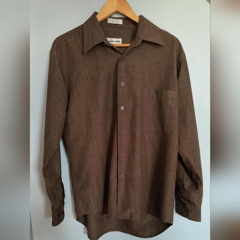 Pierre Cardin Chocolate Brown Casual‎ Button Down Shirt - Men's 16